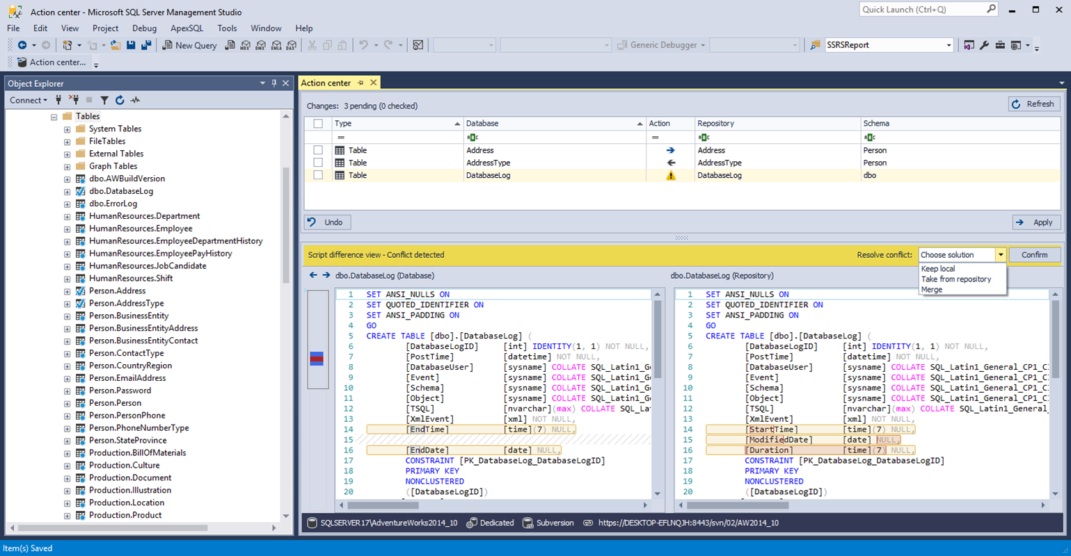 Integrate source control with SQL Server database development