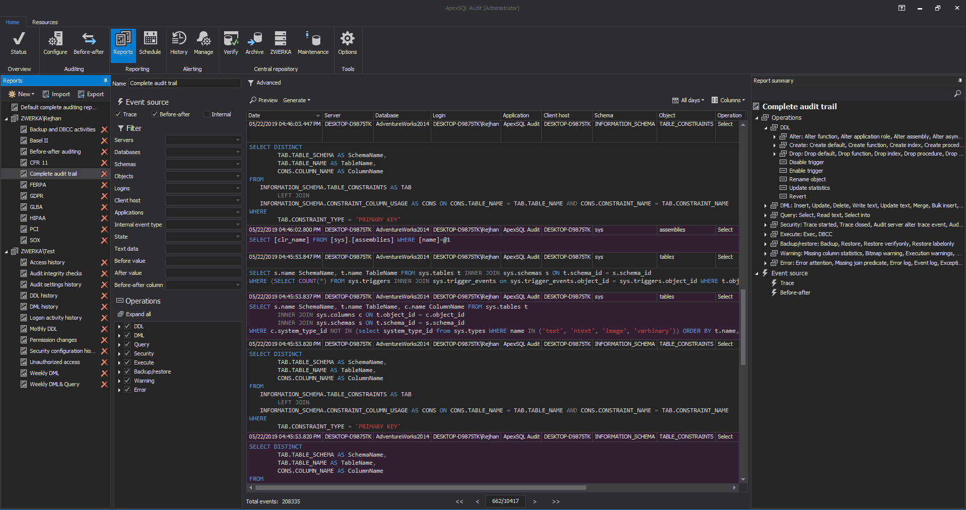 ApexSQL Audit 2018 - Screen shot tour